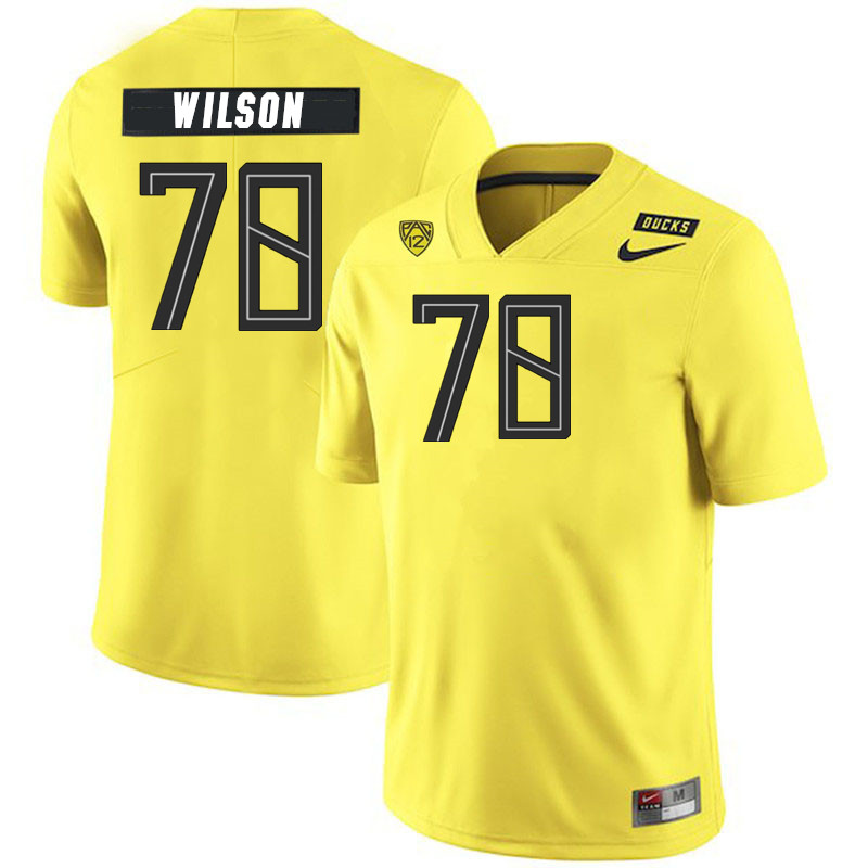 Men #78 Gernorris Wilson Oregon Ducks College Football Jerseys Stitched Sale-Yellow